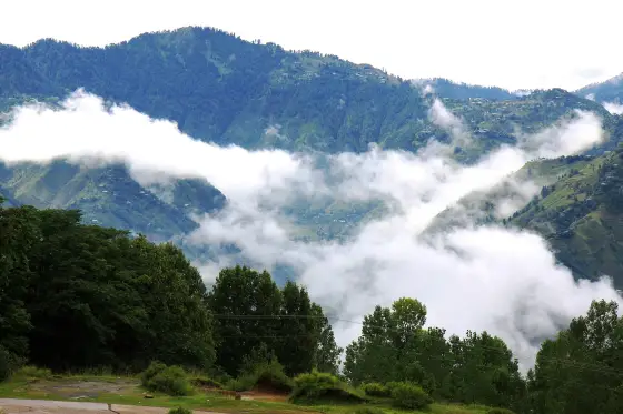Cloud-covered hills near Bhurban in the Murree region