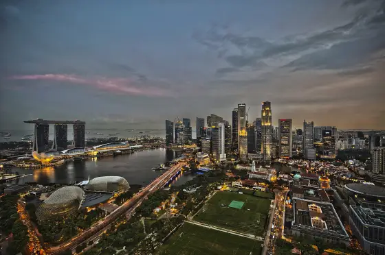 The Singapore skyline at dusk
